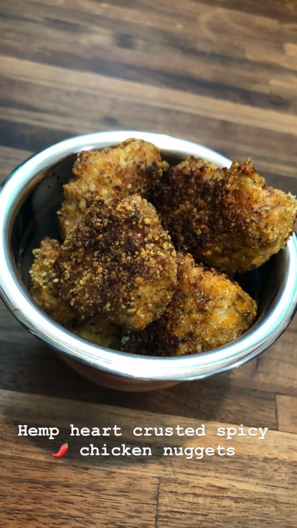 hemp heart crusted spicy chicken nuggets